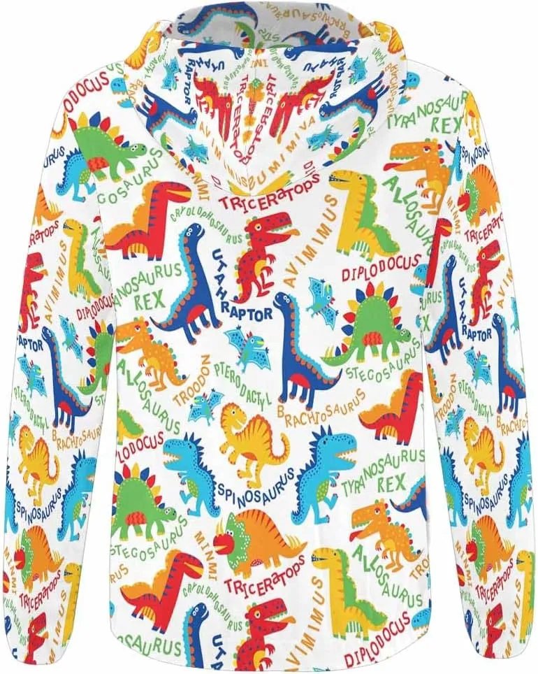 Zip Up Hoodie Women Cute Cartoon Dinosaurs Womens Drawstring Hoodies Long Sleeve Oversized Sweatshirts Jacket