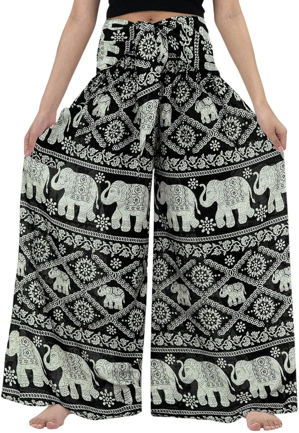 ZYXTIM Novelty African Print Wide Leg Lounge Pants for Women,Loose Fit Boho Hippie Summer Casual Pants with Pocket