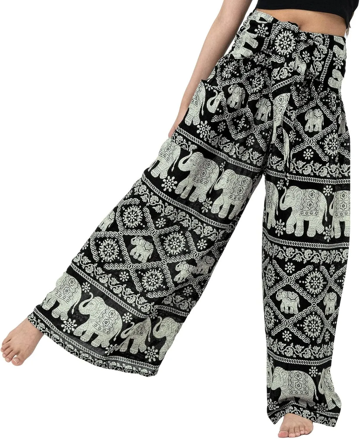 ZYXTIM Novelty African Print Wide Leg Lounge Pants for Women,Loose Fit Boho Hippie Summer Casual Pants with Pocket